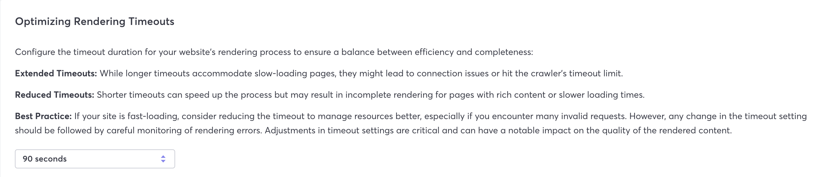 Optimizing Rendering Timeouts